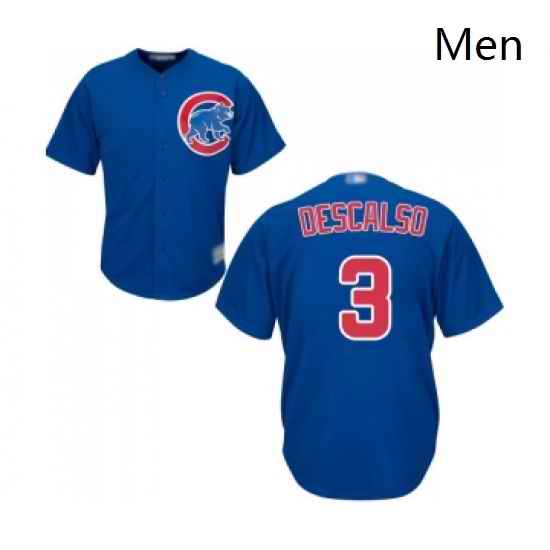 Mens Chicago Cubs 3 Daniel Descalso Replica Royal Blue Alternate Cool Base Baseball Jersey